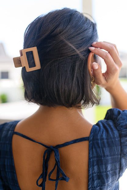 Small Square Claw Clip in Light Brown - WEBSITE EXCLUSIVE