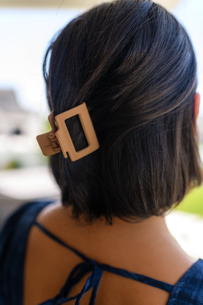 Small Square Claw Clip in Light Brown - WEBSITE EXCLUSIVE