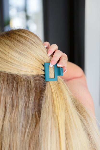 Small Square Claw Clip in Matte Teal - WEBSITE EXCLUSIVE