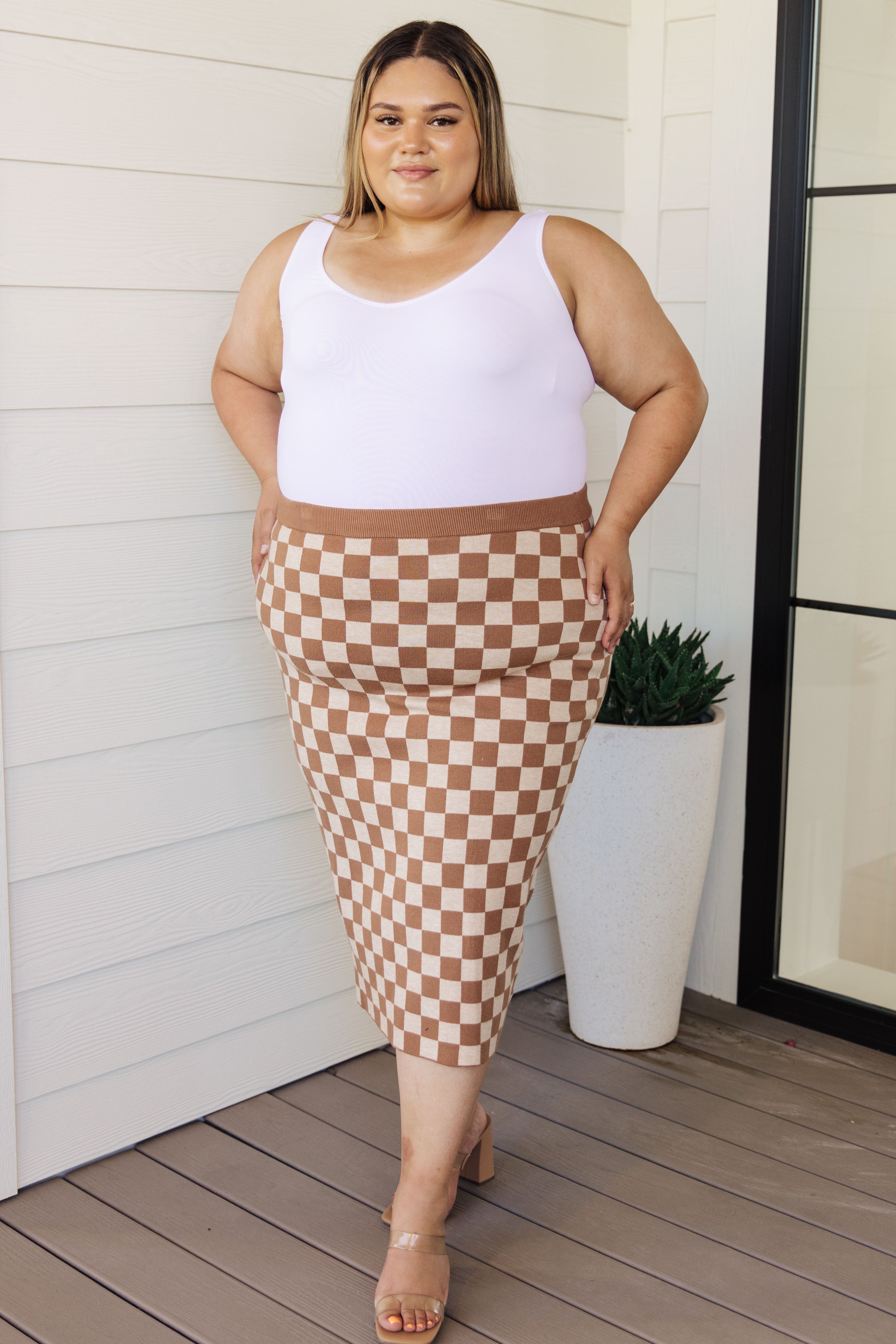Start Your Engines Checkered Midi Skirt - WEBSITE EXCLUSIVE