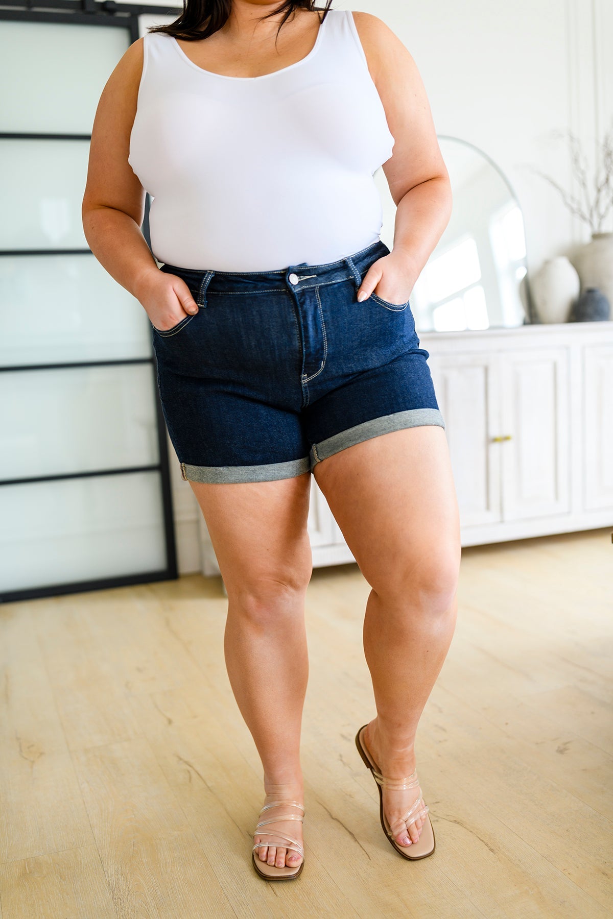 Stone Wash Open Seam Cuff Shorts BY JUDY BLUE- WEBSITE EXCLUSIVE
