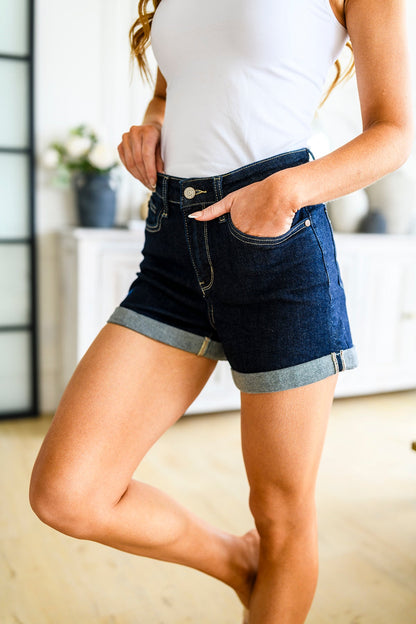 Stone Wash Open Seam Cuff Shorts BY JUDY BLUE- WEBSITE EXCLUSIVE