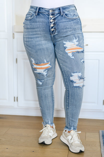 Talulla Bleach Splash Button Fly Destroyed Skinny Jeans - WEBSITE EXCLUSIVE