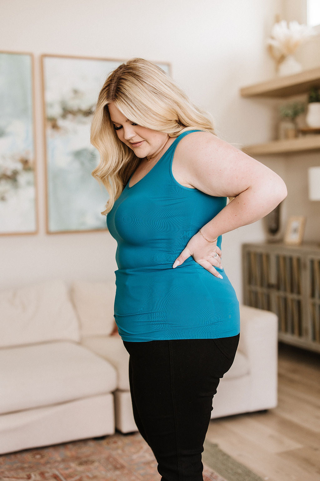 The Basics Reversible Longline Tank in Dark Teal - WEBSITE EXCLUSIVE
