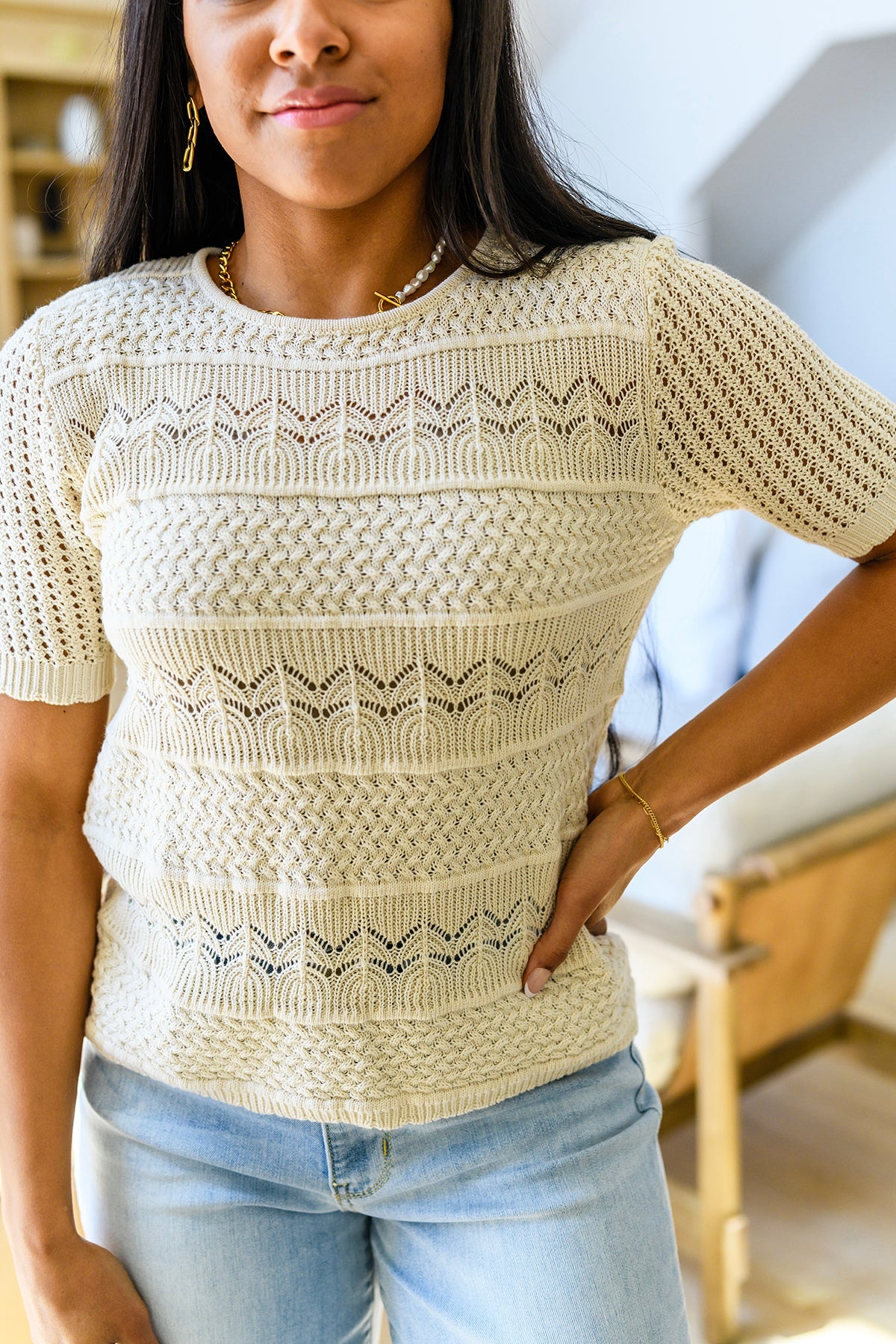 Thea Crocheted Knit Top - WEBSITE EXCLUSIVE