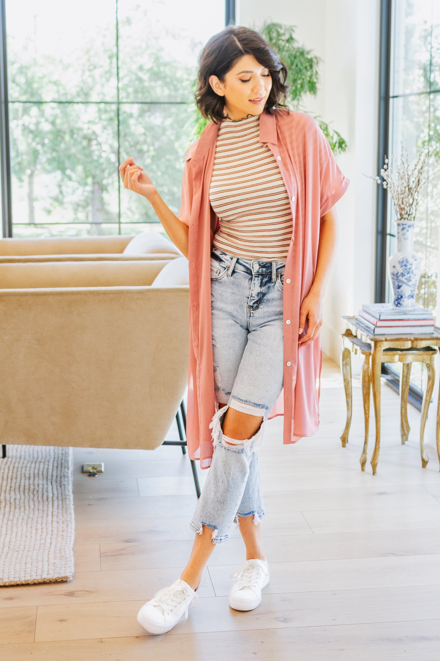 Nostalgic Note Striped Mock Neck Top - WEBSITE EXCLUSIVE