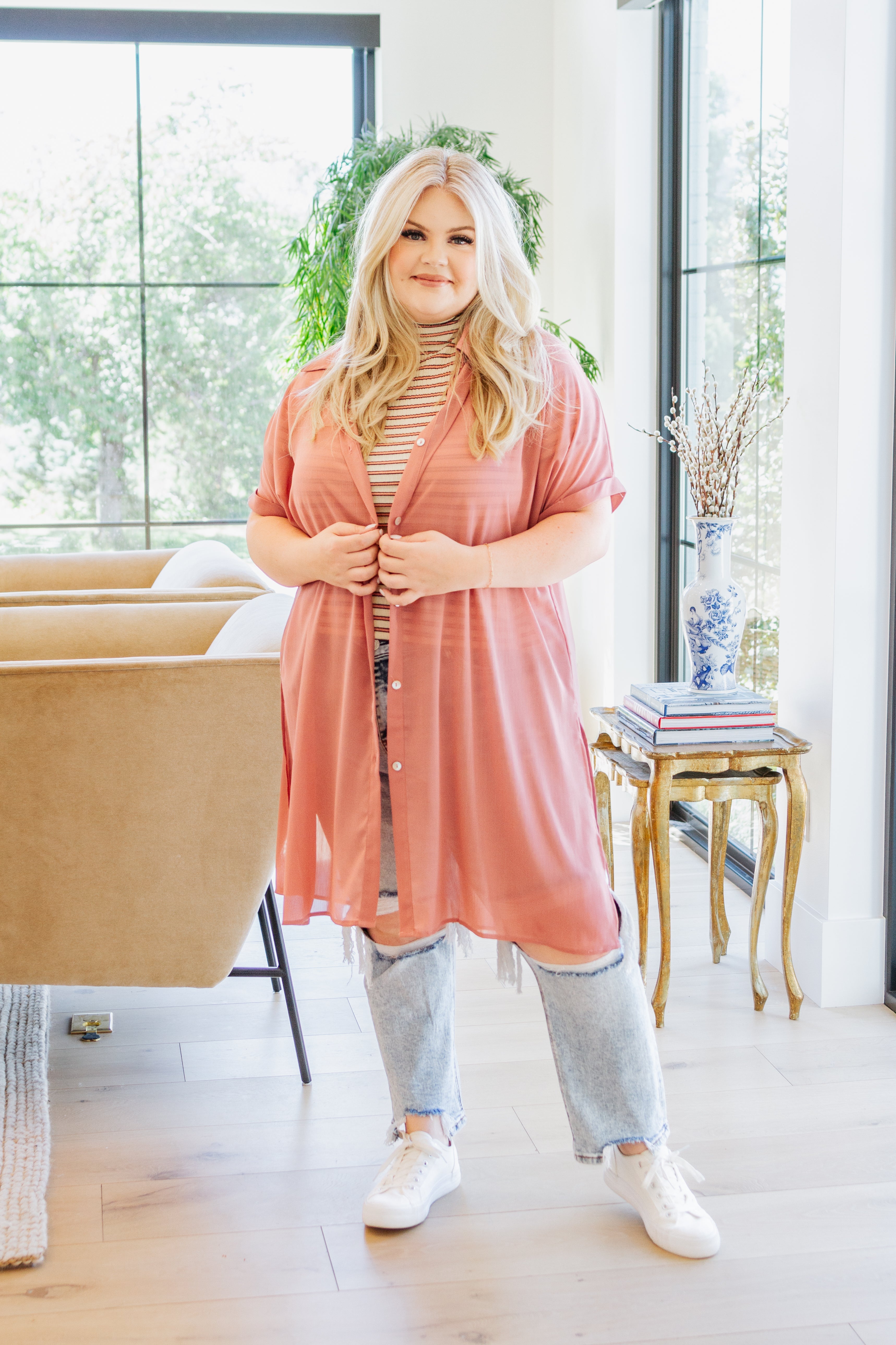 Nostalgic Note Striped Mock Neck Top - WEBSITE EXCLUSIVE