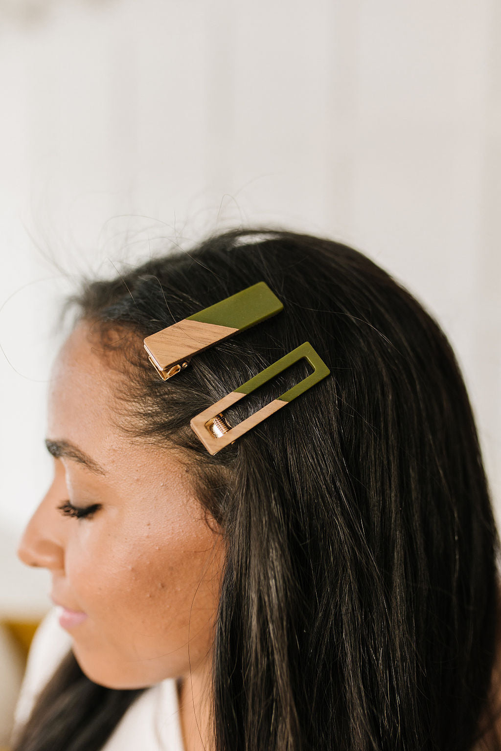Two Tone Hair Clip Set in Green - Website Exclusive