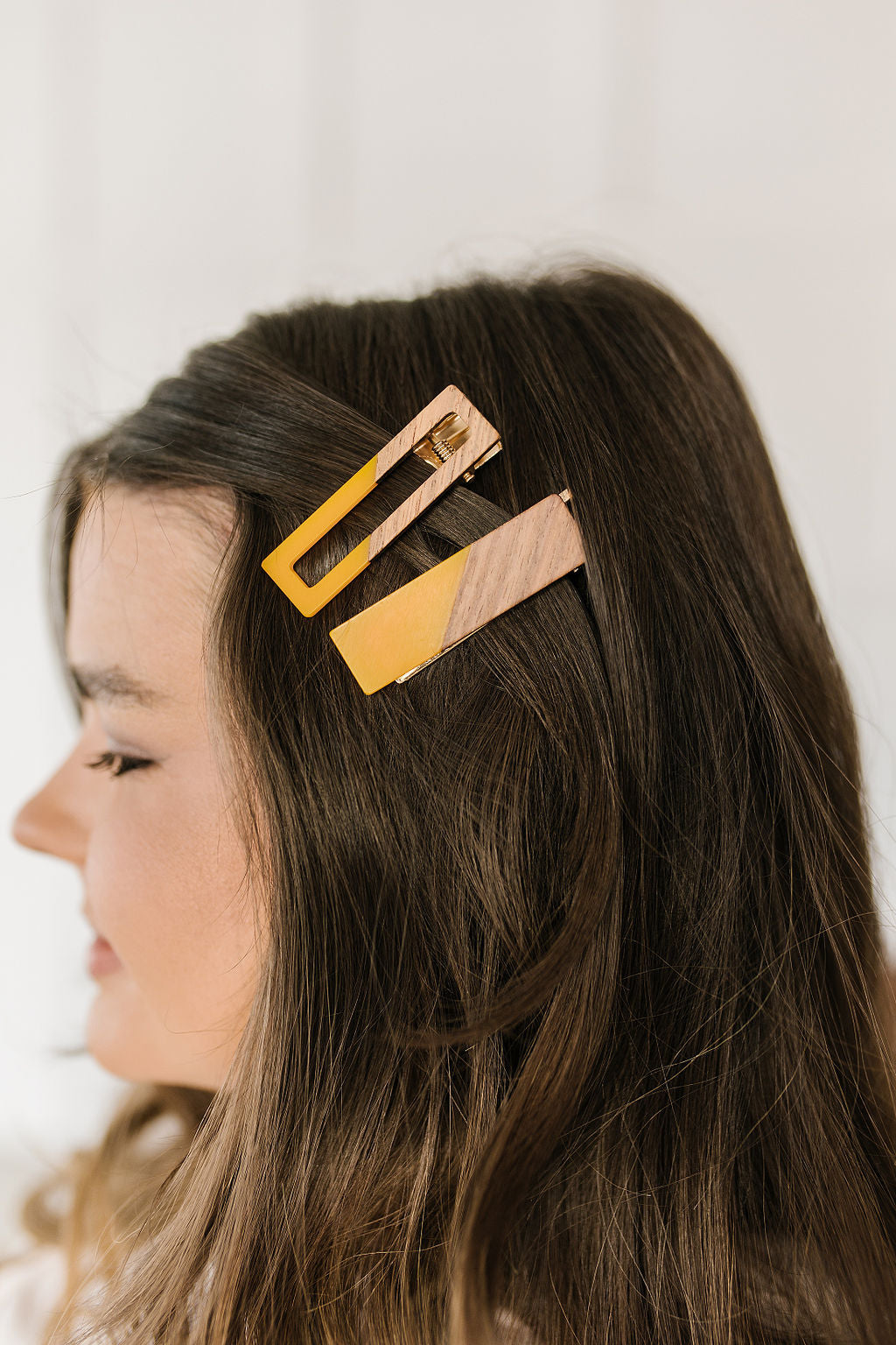 Two Tone Hair Clip Set in Yellow - Website Exclusive