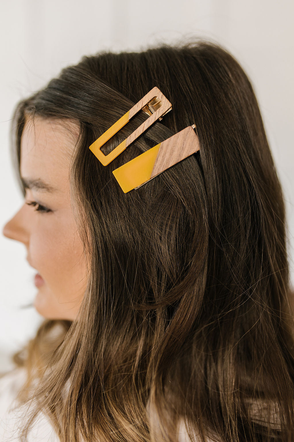 Two Tone Hair Clip Set in Yellow - Website Exclusive
