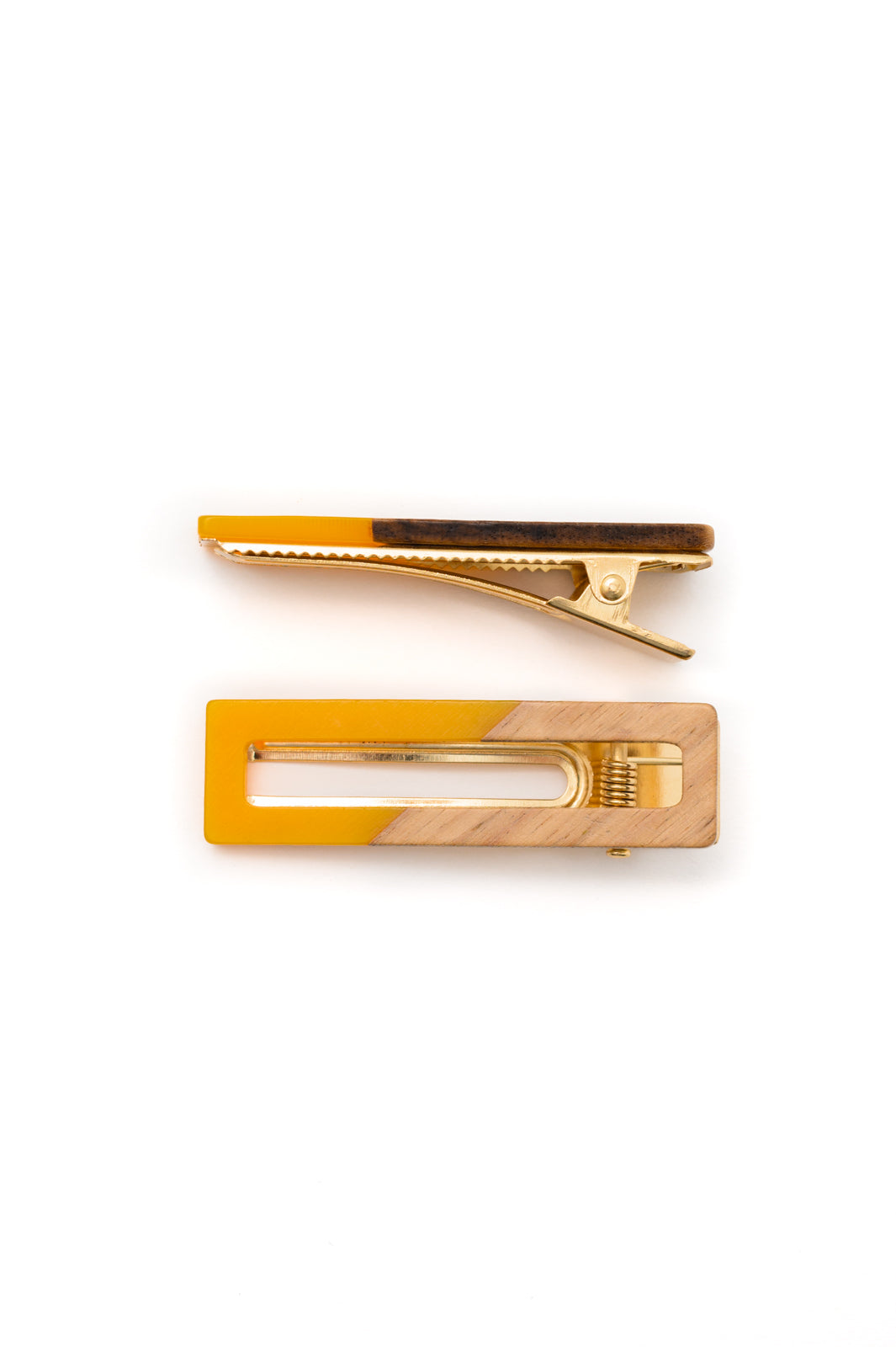 Two Tone Hair Clip Set in Yellow - Website Exclusive