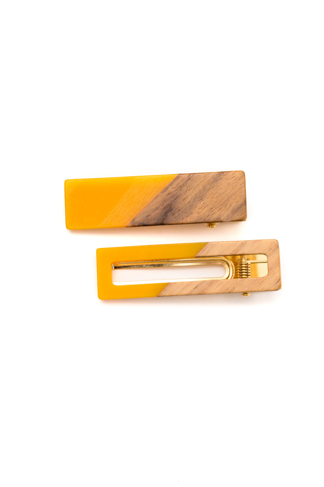 Two Tone Hair Clip Set in Yellow - Website Exclusive