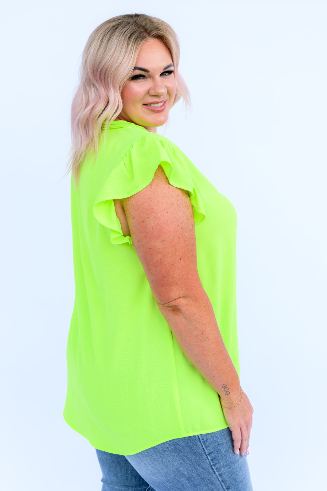 Under Neon Lights Ruffle Sleeve Top - WEBSITE EXCLUSIVE
