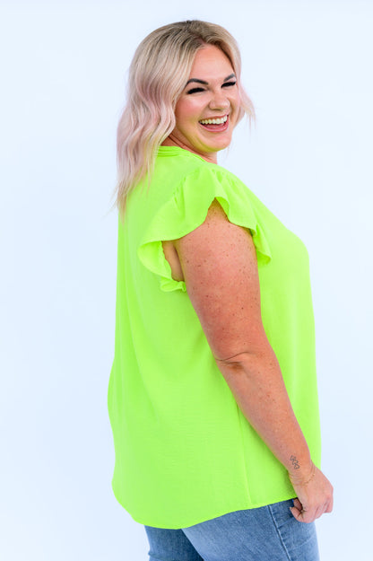 Under Neon Lights Ruffle Sleeve Top - WEBSITE EXCLUSIVE