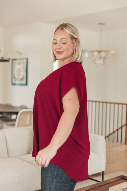 Very Much Needed V-Neck Top in Wine - WEBSITE EXCLUSIVE