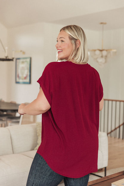 Very Much Needed V-Neck Top in Wine - WEBSITE EXCLUSIVE
