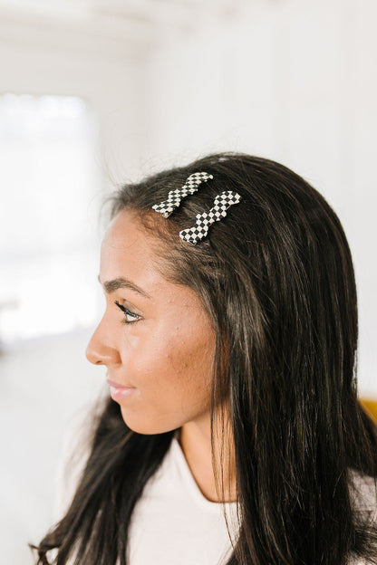 Wavy Clip Set in Checkered Black - Website Exclusive
