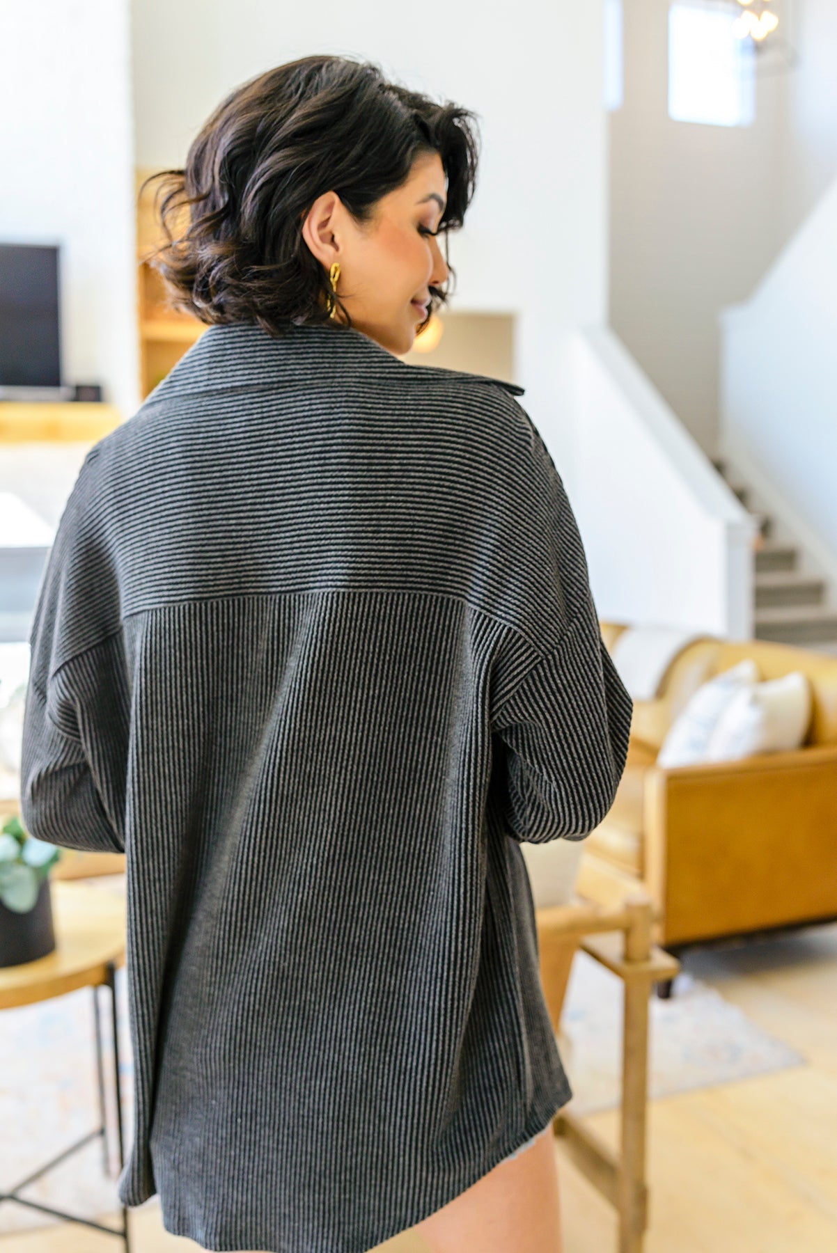 Windsor Textured Shacket in Charcoal - WEBSITE EXCLUSIVE