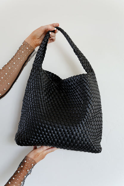 Woven and Worn Tote in Black - WEBSITE EXCLUSIVE
