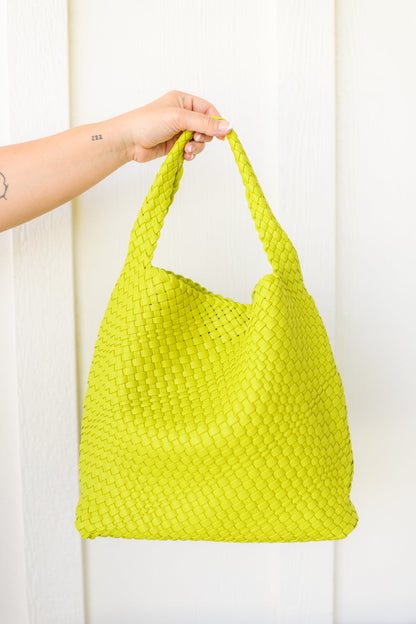 Woven and Worn Tote in Citron- WEBSITE EXCLUSIVE