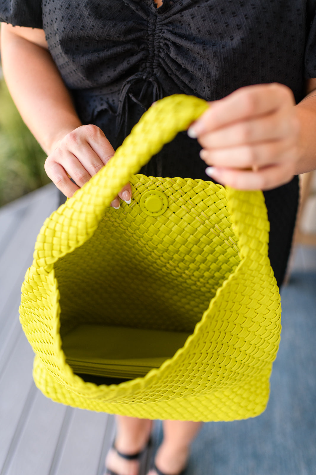 Woven and Worn Tote in Citron- WEBSITE EXCLUSIVE