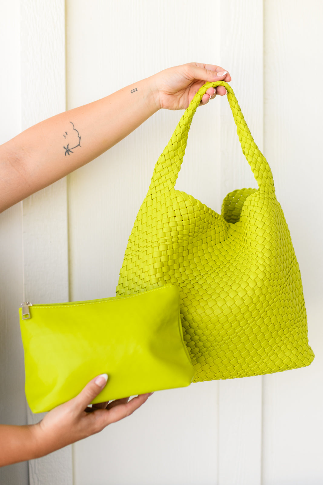 Woven and Worn Tote in Citron- WEBSITE EXCLUSIVE