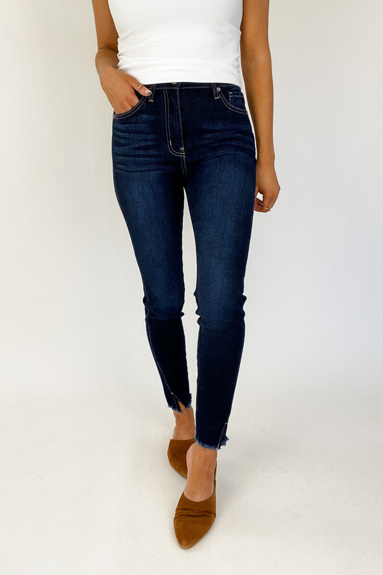 SHANE DARK WASH ANKLE SKINNY BY KANCAN - FINAL SALE