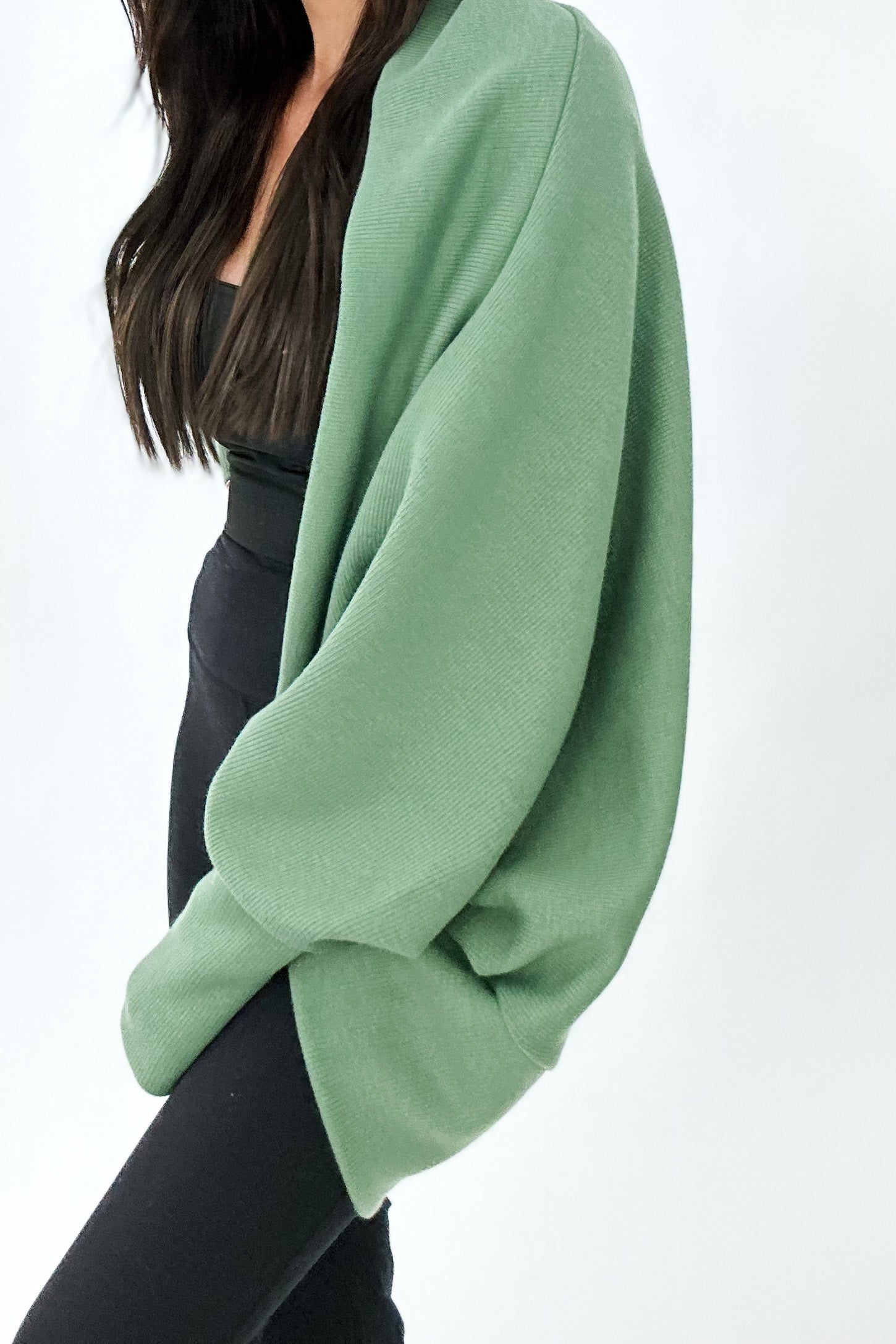 STILL STANDING DOLMAN CARDIGAN IN GREEN