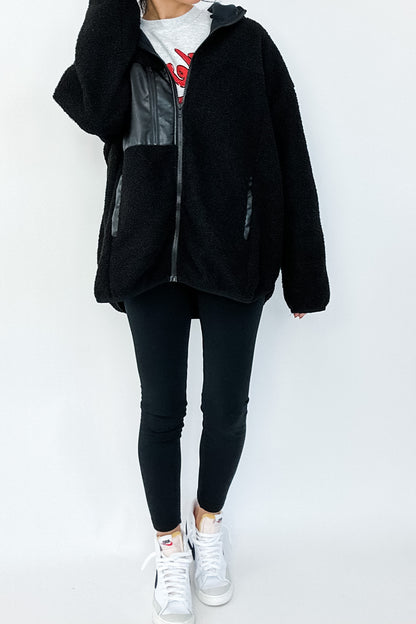 COOP FAUX LEATHER ACCENT JACKET IN BLACK - FINAL SALE