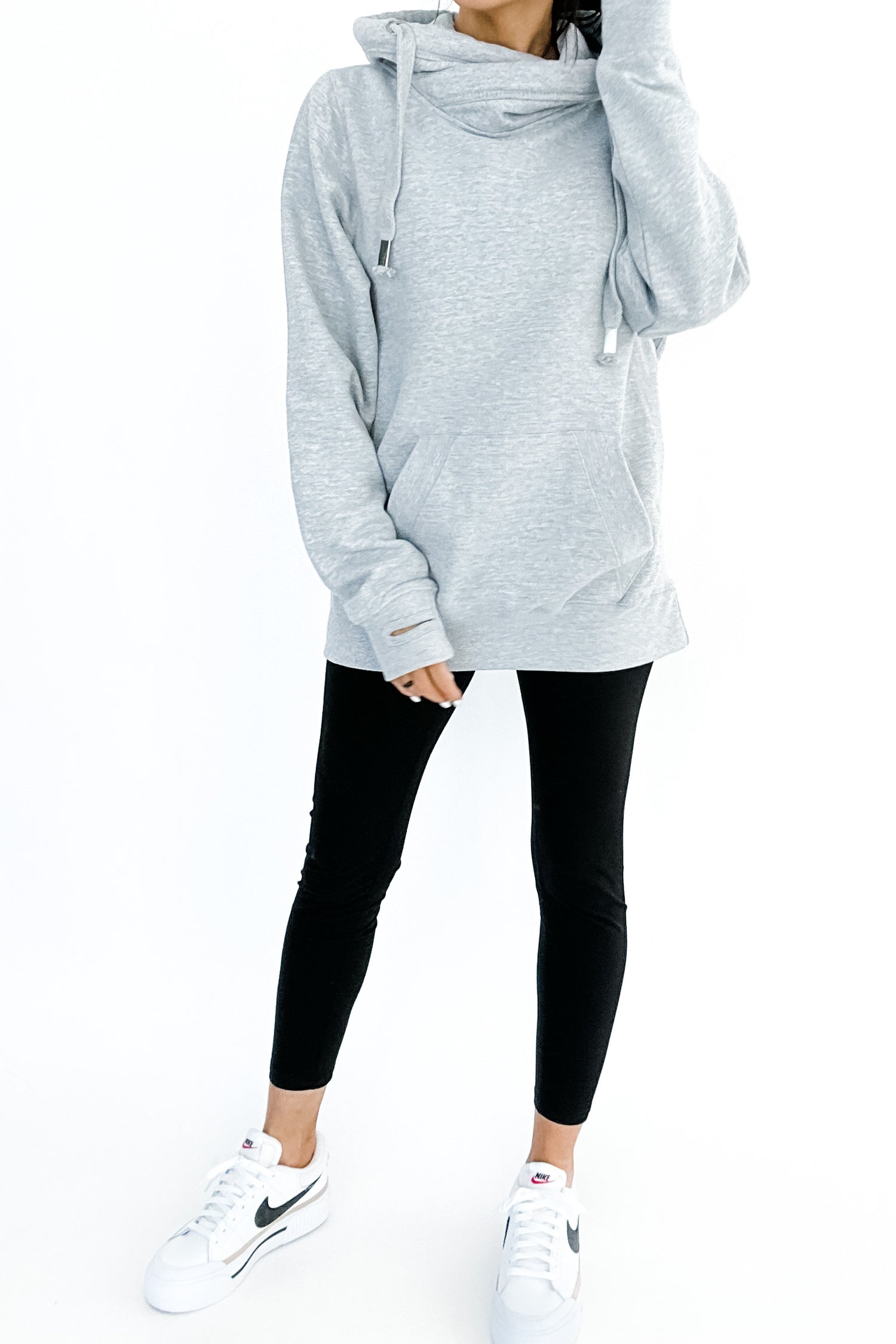 BEXLEY CROSS NECK HOODIE IN GREY