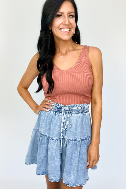 ON POINT TIERED ACID WASH SHORTS - FINAL SALE