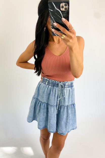 ON POINT TIERED ACID WASH SHORTS - FINAL SALE