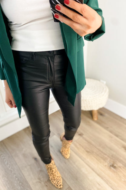 FAUX LEATHER SKINNY PANTS IN BLACK - FINAL SALE