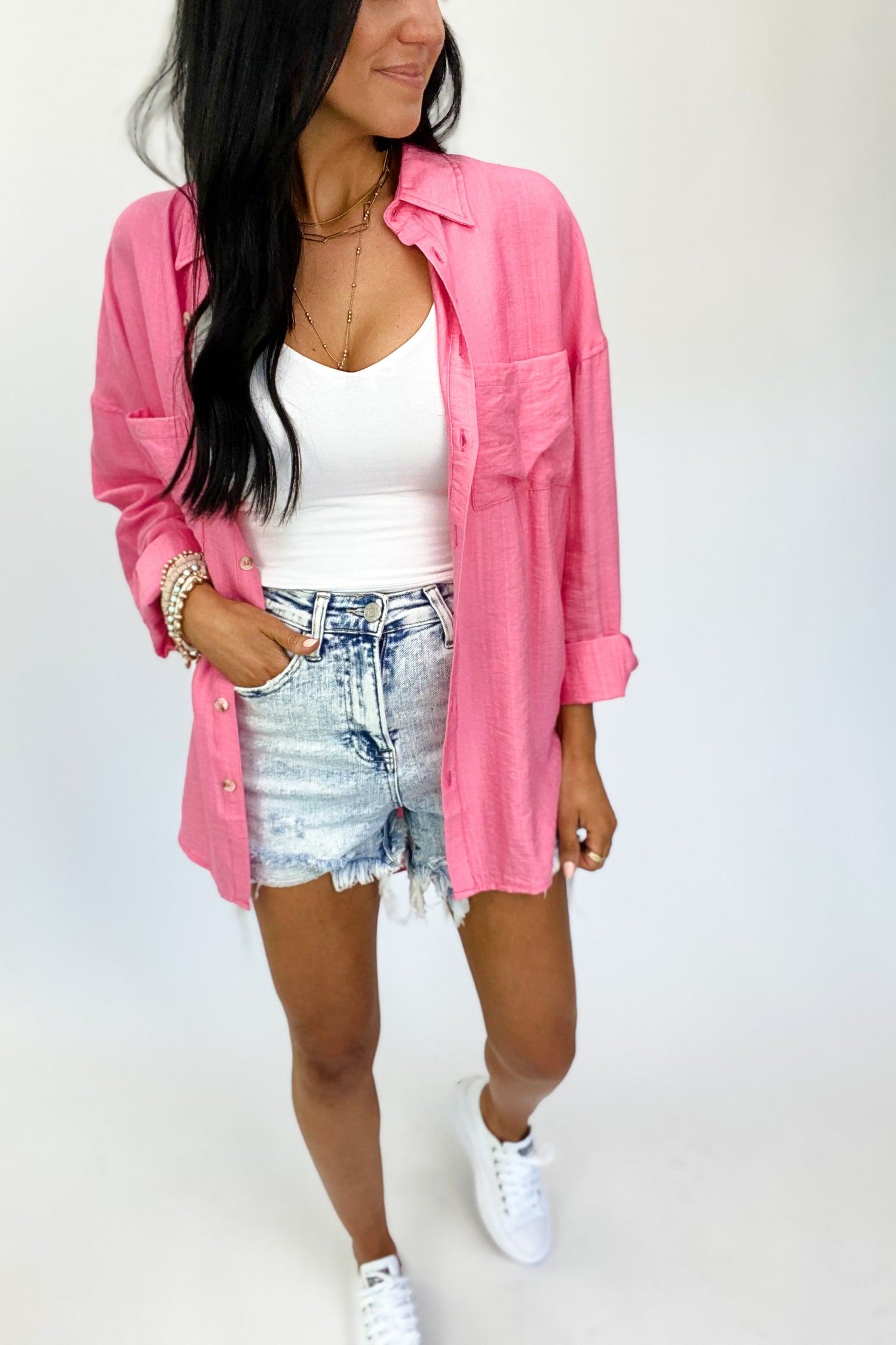 MADDIE BUTTON UP TOP IN CANDY