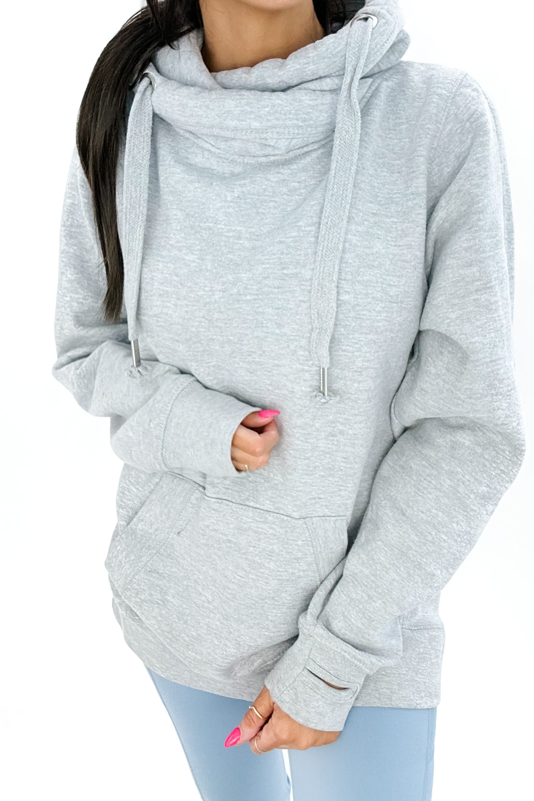 BEXLEY CROSS NECK HOODIE IN GREY