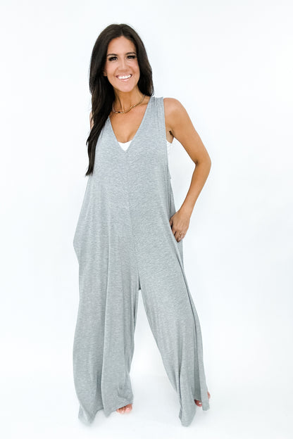 CHARLOTTE WIDE LEG JUMPSUIT IN GREY