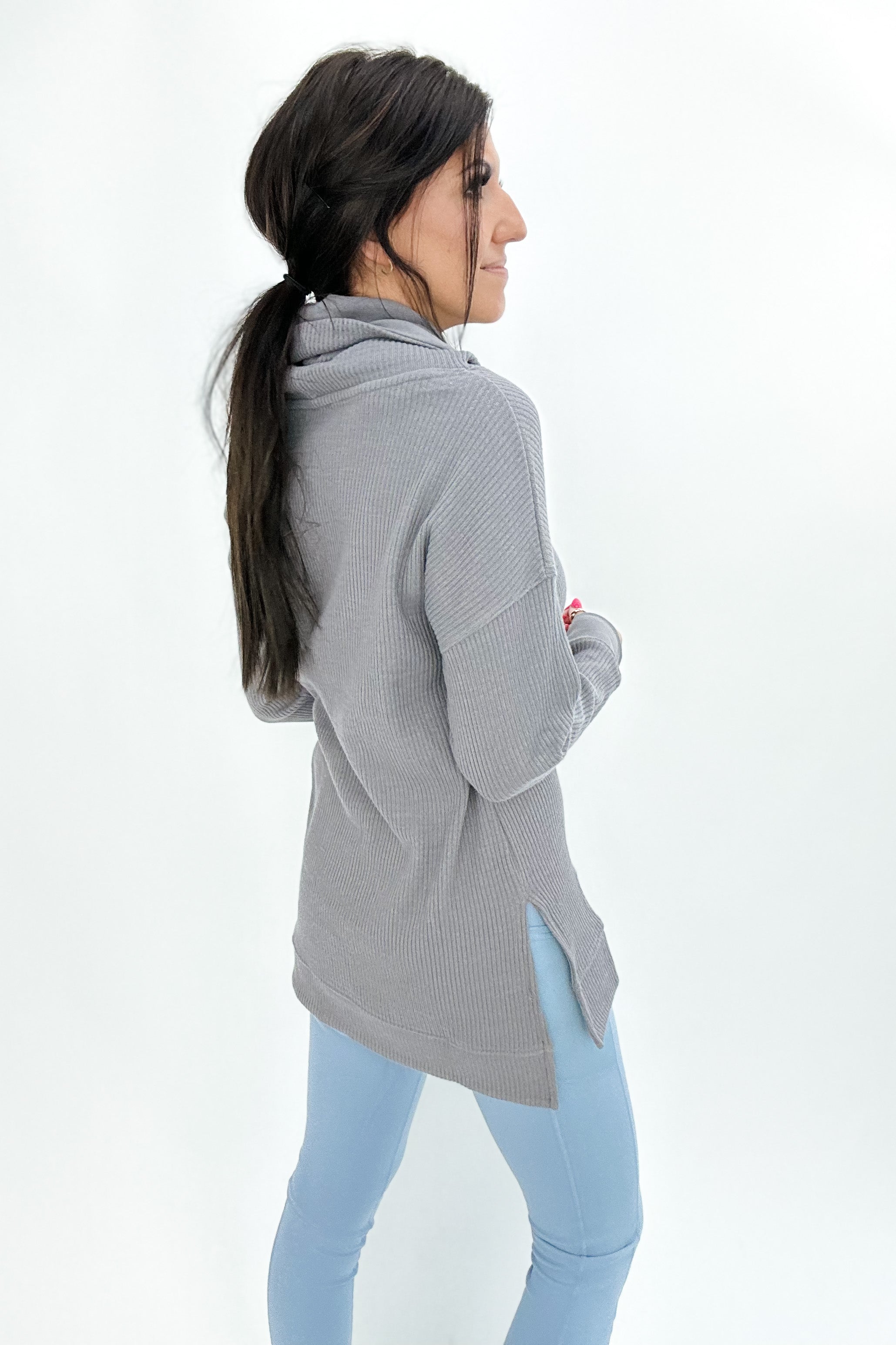 TIME STANDS STILL COWL NECK PULLOVER - FINAL SALE