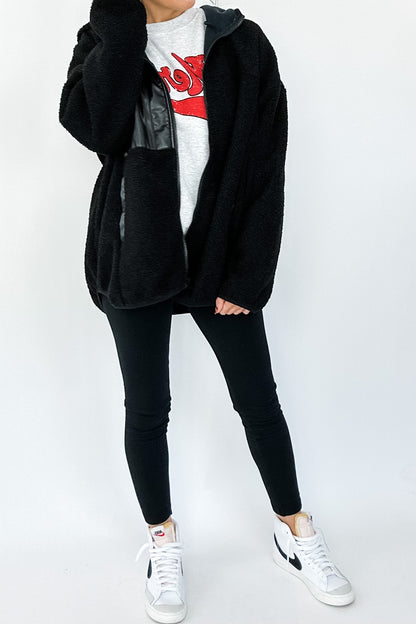 COOP FAUX LEATHER ACCENT JACKET IN BLACK - FINAL SALE