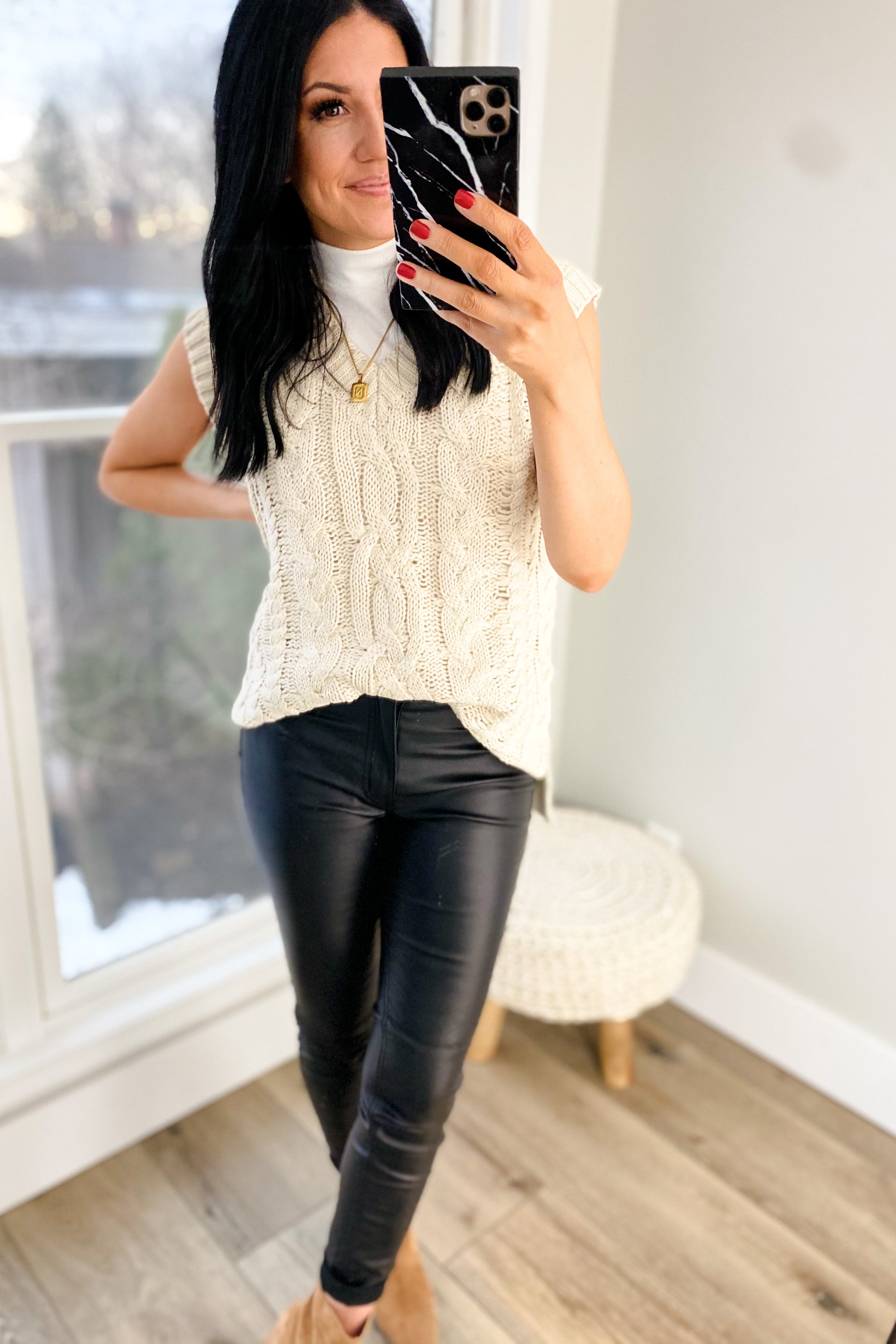 FAUX LEATHER SKINNY PANTS IN BLACK - FINAL SALE