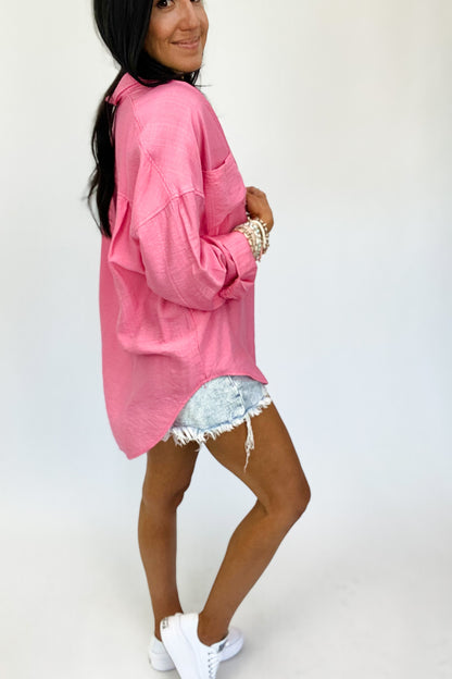 MADDIE BUTTON UP TOP IN CANDY
