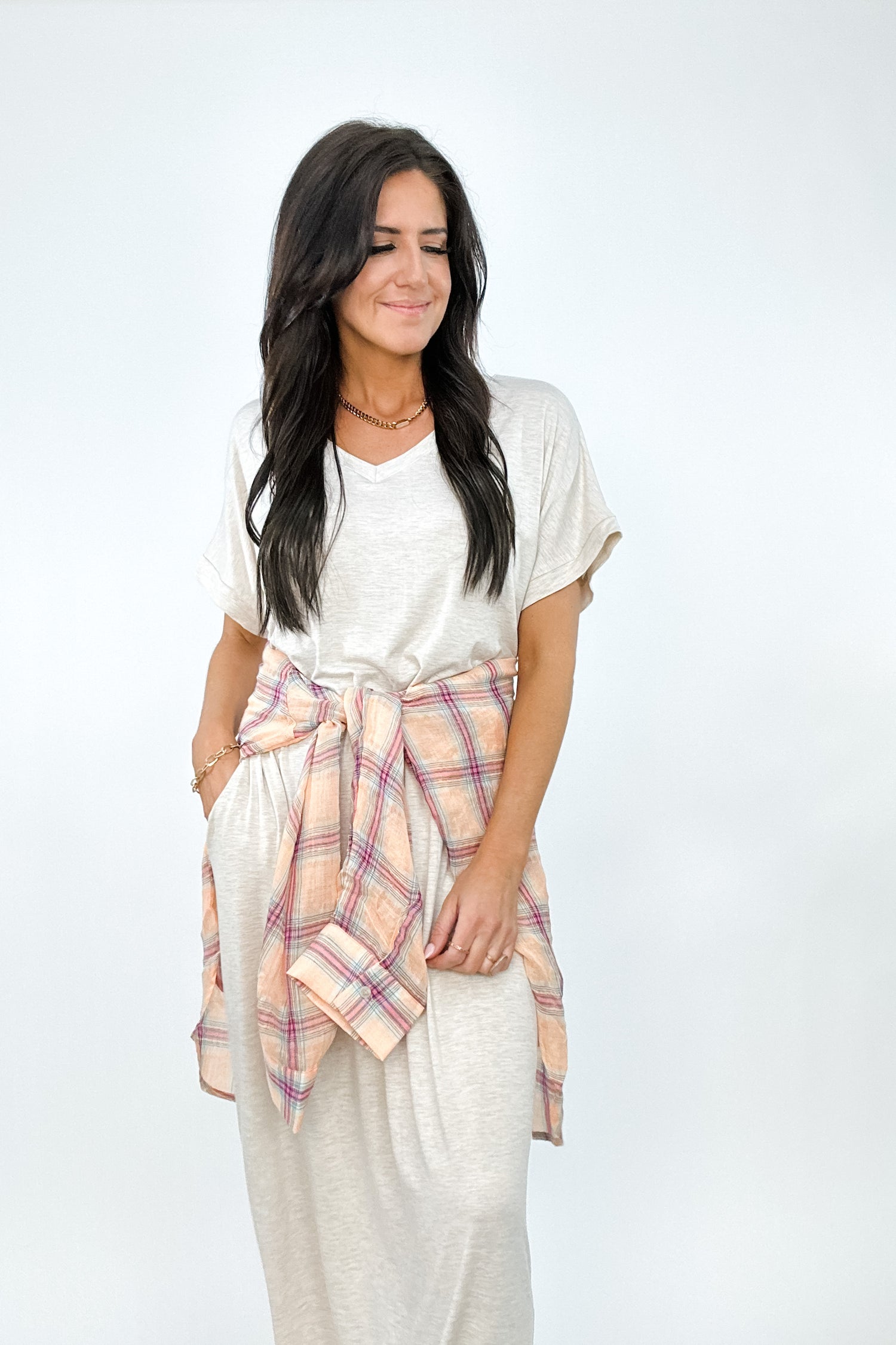 WEEKEND WANDERER MIDI DRESS IN OATMEAL