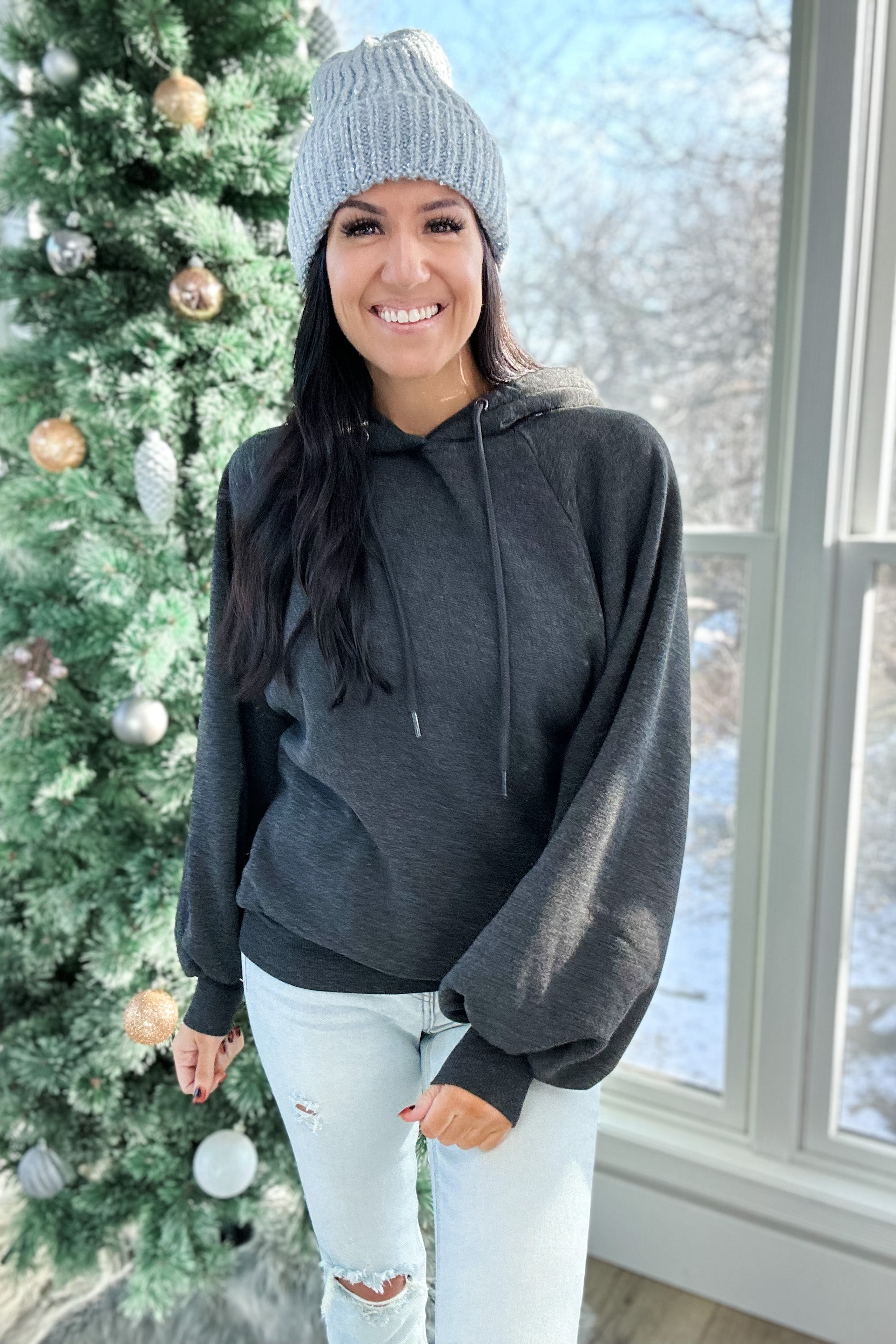 SWEET STUFF HOODIE IN CHARCOAL - FINAL SALE