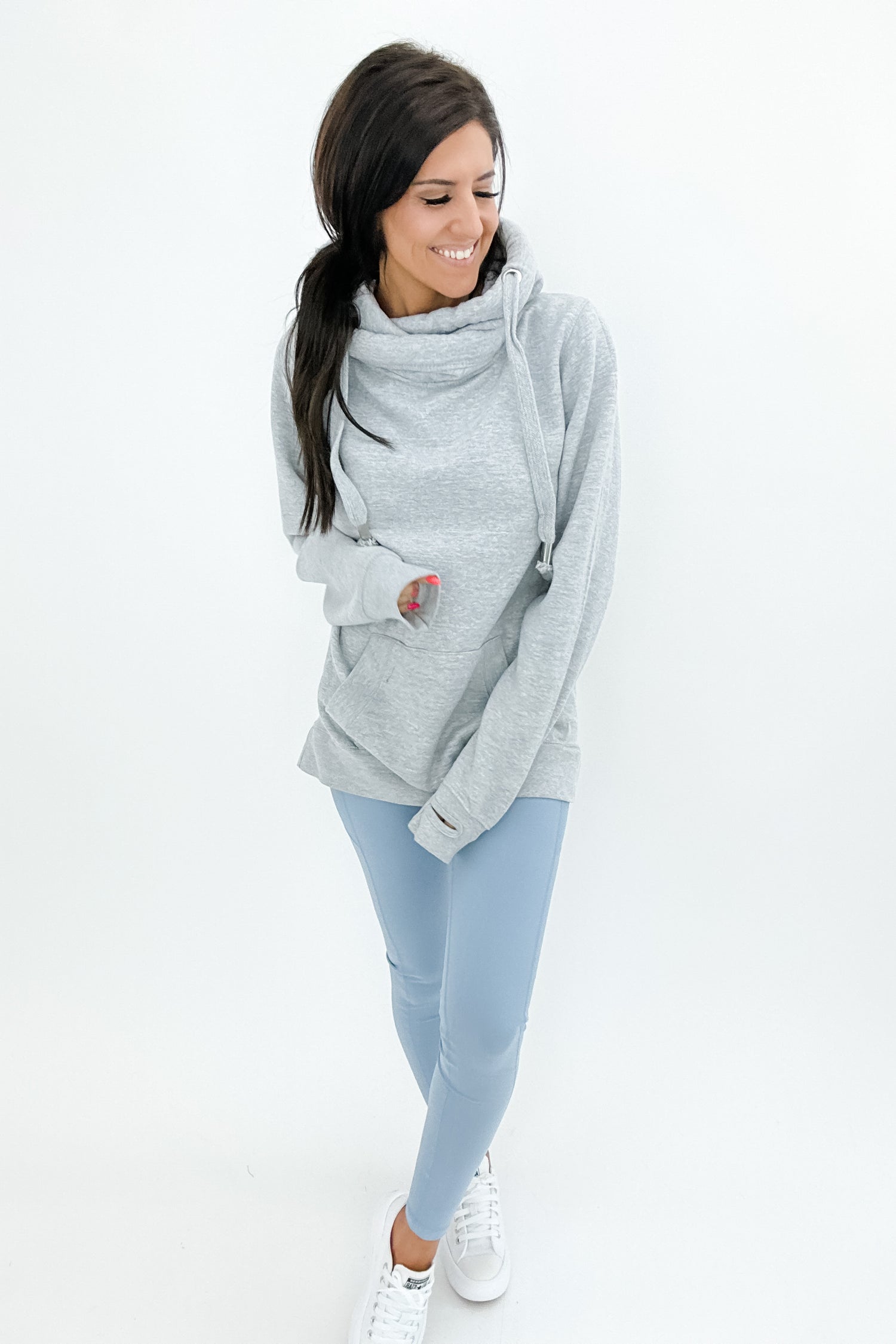 BEXLEY CROSS NECK HOODIE IN GREY