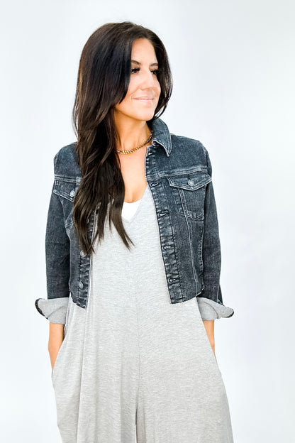 Charlie Cropped Denim Jacket BY JUDY BLUE- WEBSITE EXCLUSIVE