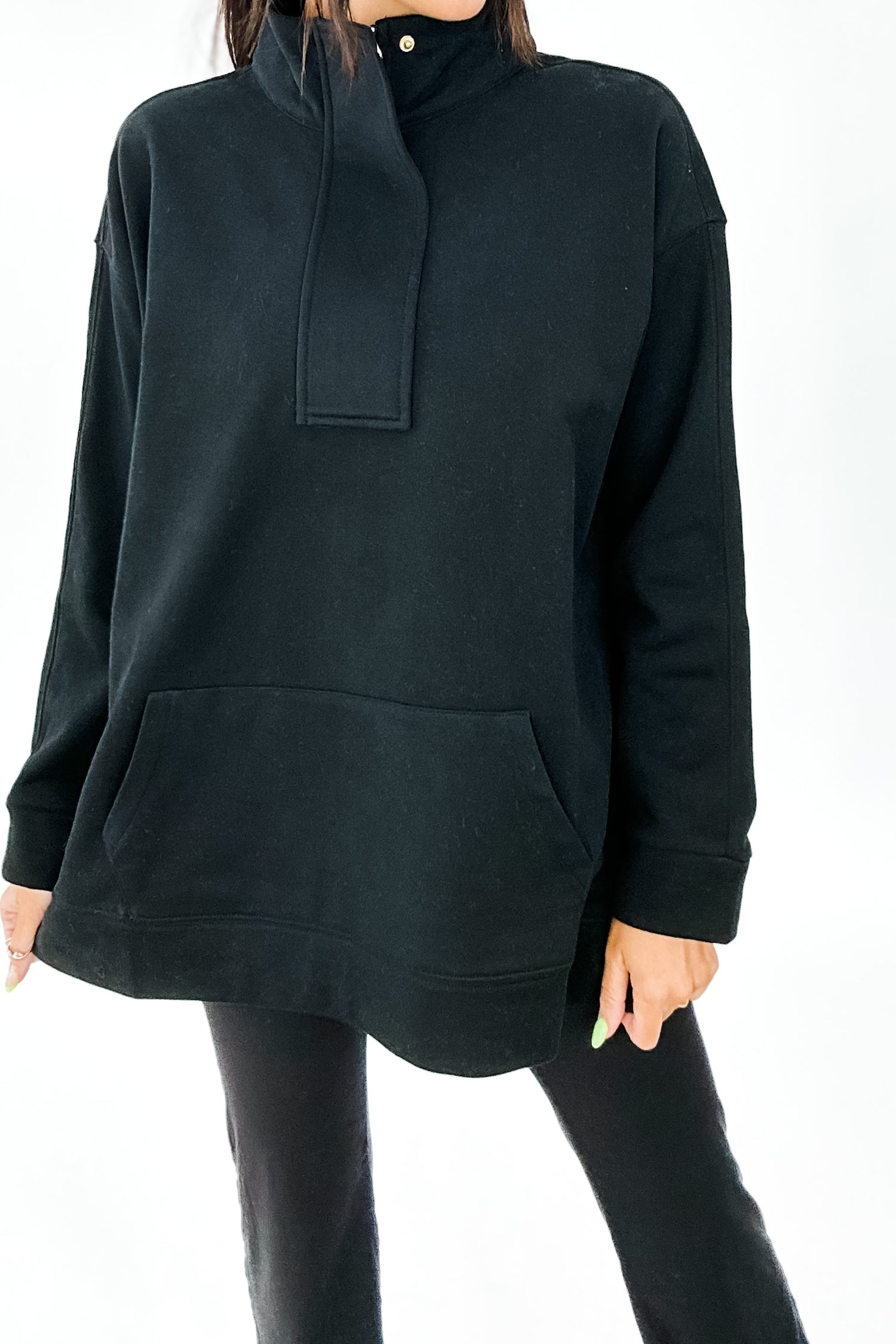 PENNY QUARTER ZIP FLEECE SWEATSHIRT IN BLACK