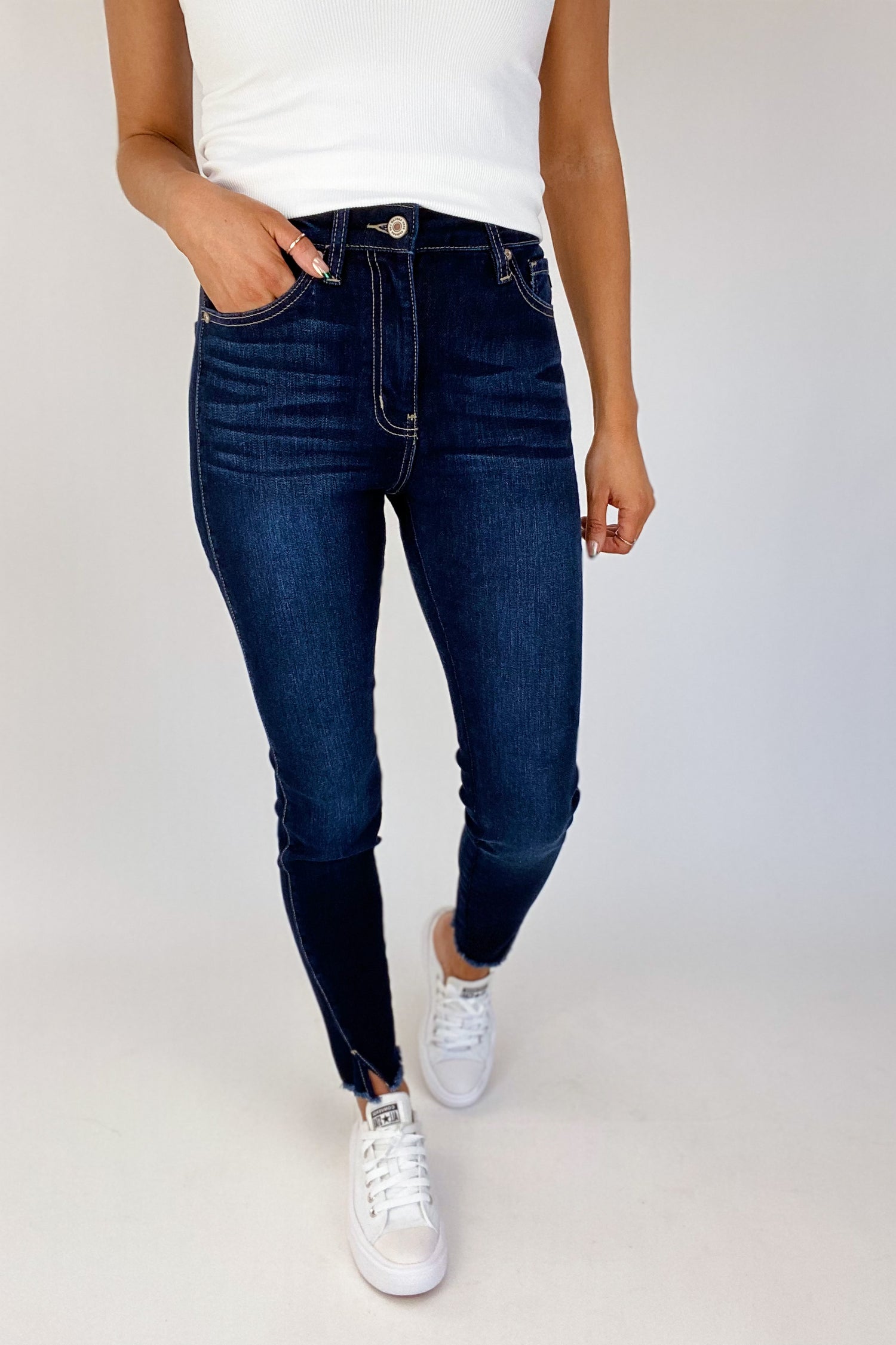 SHANE DARK WASH ANKLE SKINNY BY KANCAN - FINAL SALE