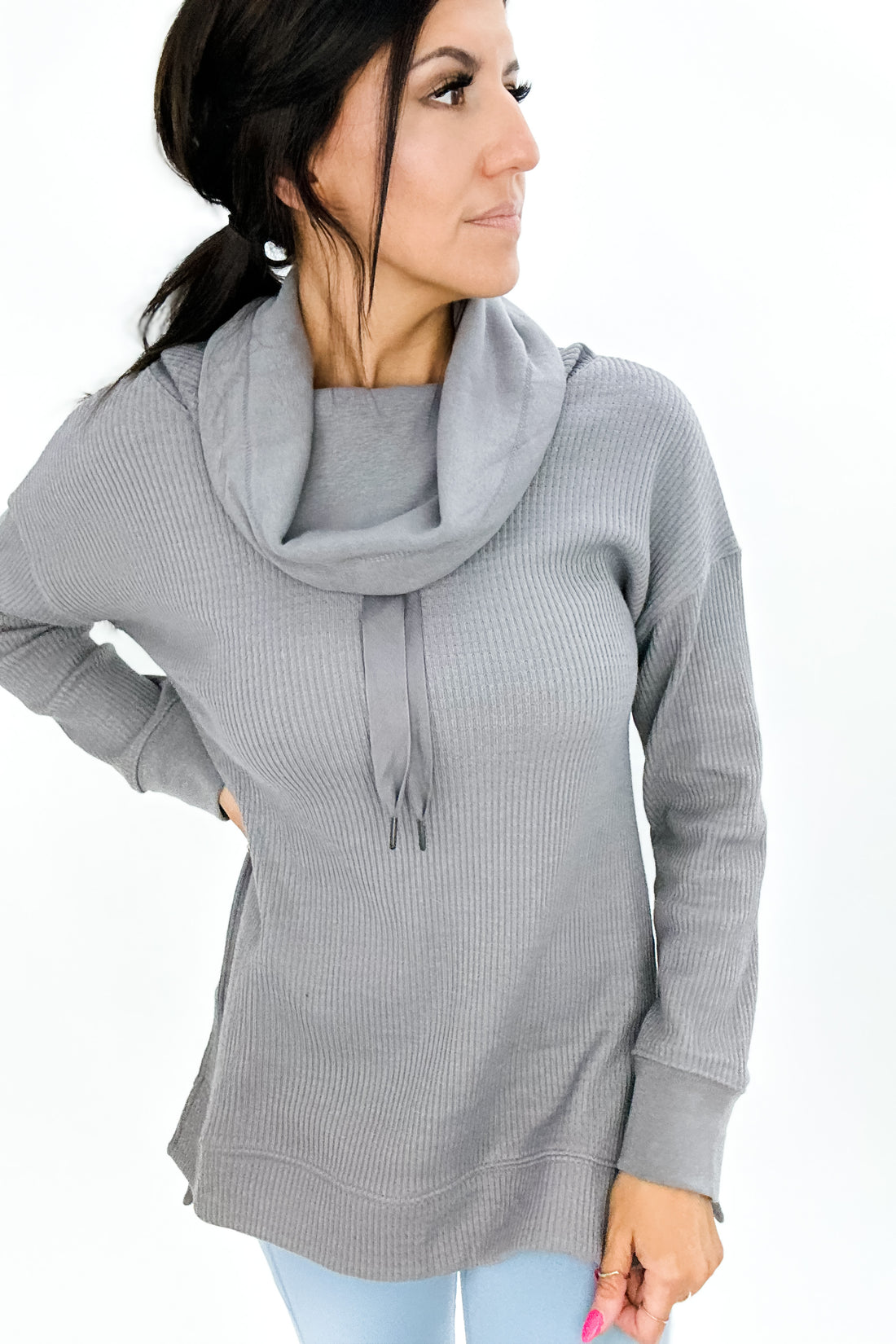 TIME STANDS STILL COWL NECK PULLOVER - FINAL SALE